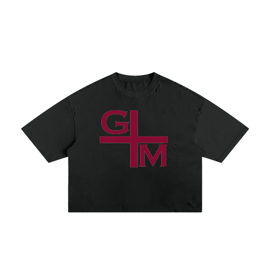 Cropped Graceful Tee Black (Distressed)